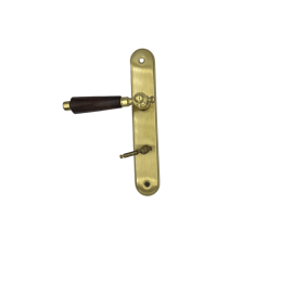 Klamka mosiężna Metal-Bud z drewnianą rączką na długim szyldzie WC